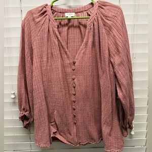 Umgee Blush Textured Button-Design Blouse